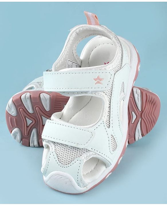 Cute Walk by Babyhug Sandals Solid Color With Velcro Closure - White