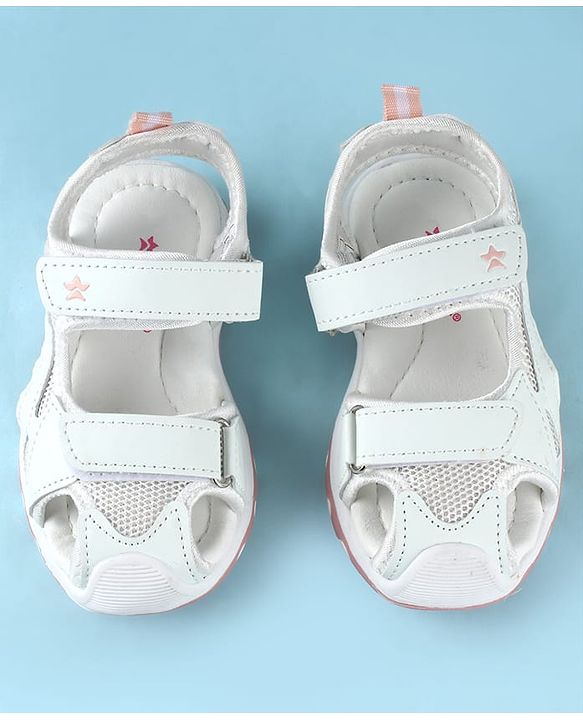 Cute Walk by Babyhug Sandals Solid Color With Velcro Closure - White