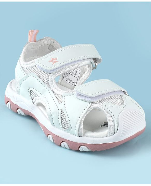 Cute Walk by Babyhug Sandals Solid Color With Velcro Closure - White