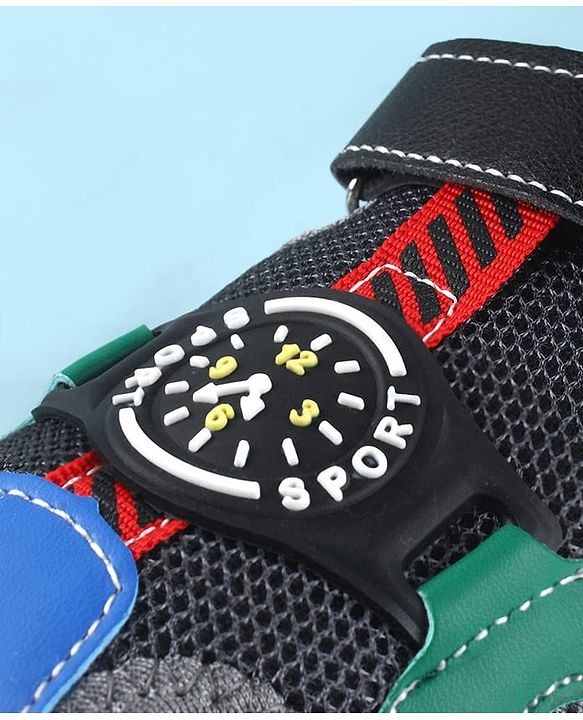 Cute Walk by Babyhug Sandals With Velcro Closure With Text Print - Navy Blue Black & Green