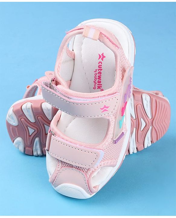 Cute Walk by Babyhug Velcro Closure Sandals with 3D Applique - Pink