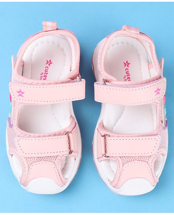 Cute Walk by Babyhug Velcro Closure Sandals with 3D Applique - Pink