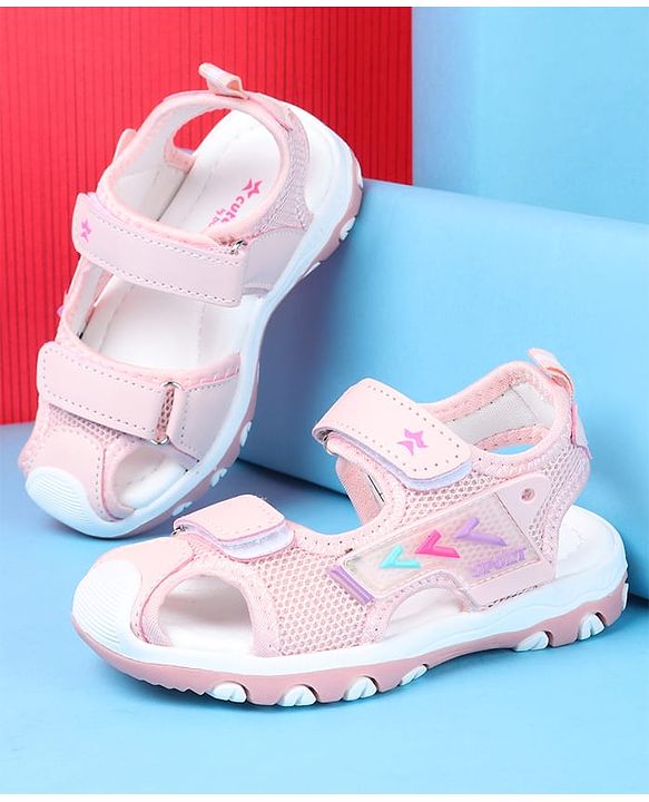 Cute Walk by Babyhug Velcro Closure Sandals with 3D Applique - Pink