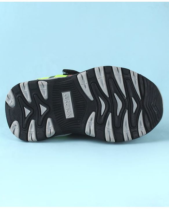Cute Walk by Babyhug Sandals Color Block With Velcro Closure  - Red & Limegreen