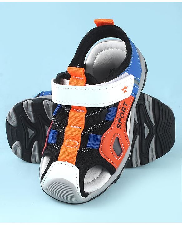Cute Walk by Babyhug Sandals Color Block With Velcro Closure  - Blue & Orange