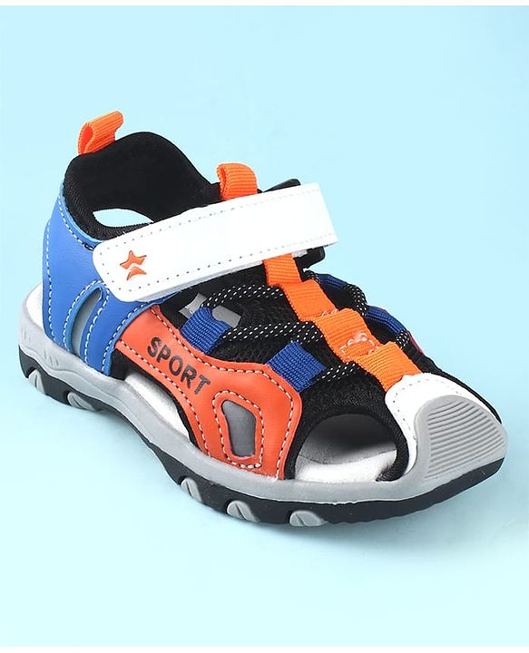 Cute Walk by Babyhug Sandals Color Block With Velcro Closure  - Blue & Orange