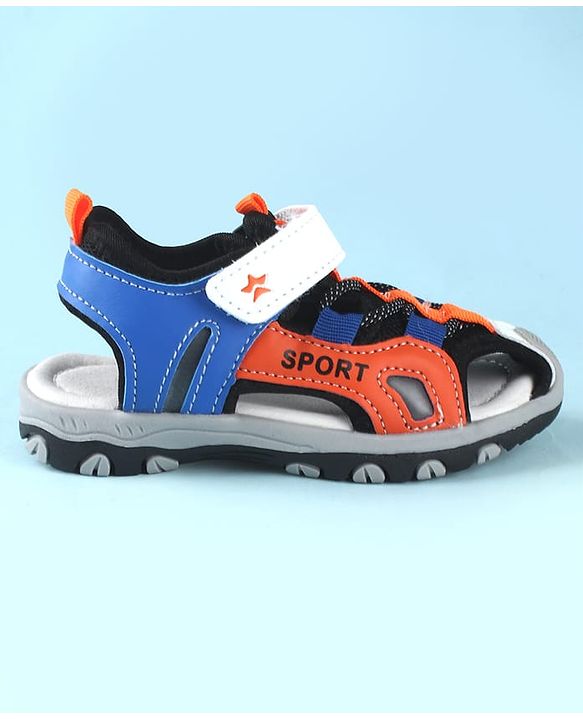 Cute Walk by Babyhug Sandals Color Block With Velcro Closure  - Blue & Orange