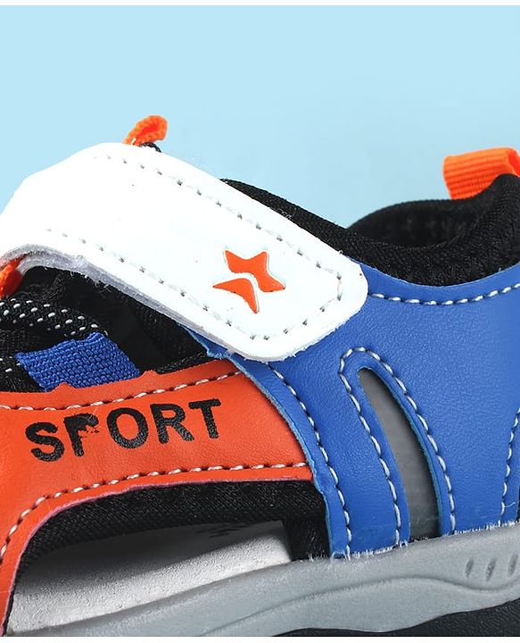 Cute Walk by Babyhug Sandals Color Block With Velcro Closure  - Blue & Orange