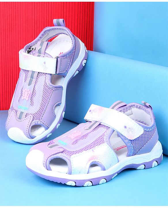 Cute Walk by Babyhug Velcro Closure Solid Sandals - Purple