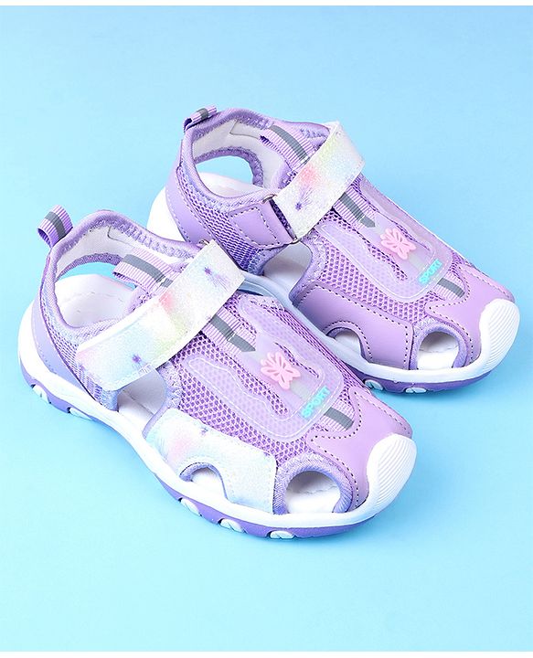 Cute Walk by Babyhug Velcro Closure Solid Sandals - Purple