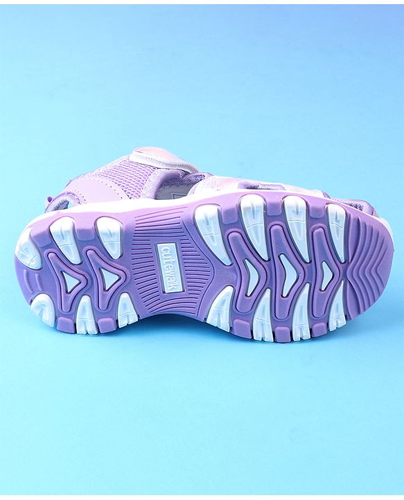 Cute Walk by Babyhug Velcro Closure Solid Sandals - Purple
