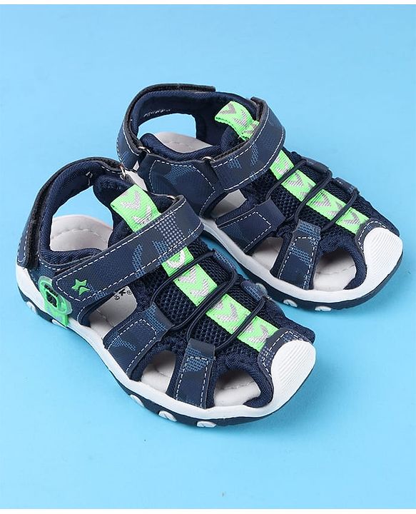 Cute Walk by Babyhug Sandals With Velcro & Closure Camouflage Print - Blue
