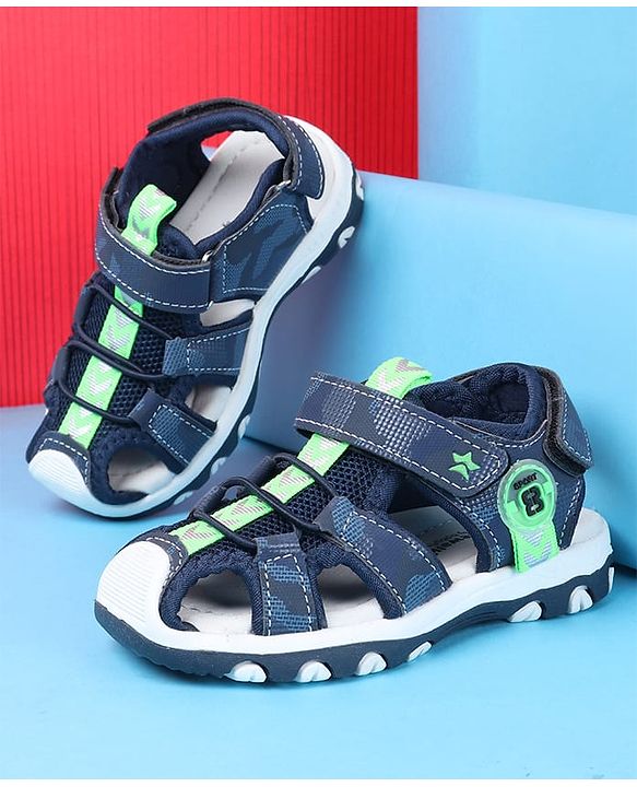 Cute Walk by Babyhug Sandals With Velcro & Closure Camouflage Print - Blue
