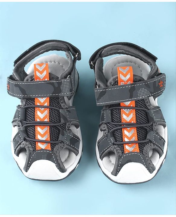 Cute Walk by Babyhug Sandals With Velcro & Closure Camouflage Print - Blue