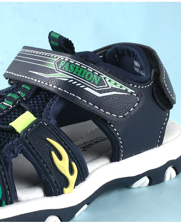 Cute Walk by Babyhug Sandals With Velcro Closure & Text Print - Navy Blue