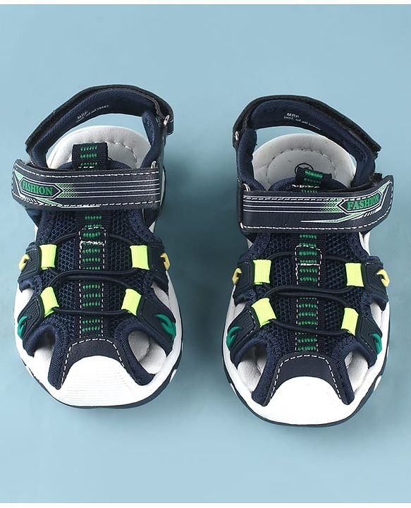 Cute Walk by Babyhug Sandals With Velcro Closure & Text Print - Navy Blue