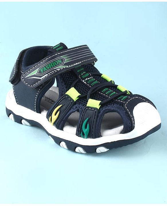 Cute Walk by Babyhug Sandals With Velcro Closure & Text Print - Navy Blue