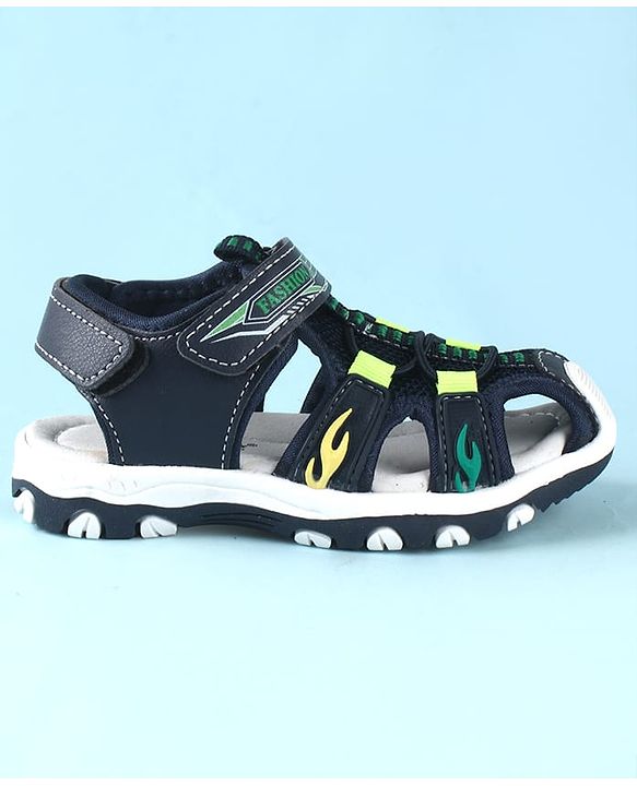 Cute Walk by Babyhug Sandals With Velcro Closure & Text Print - Navy Blue