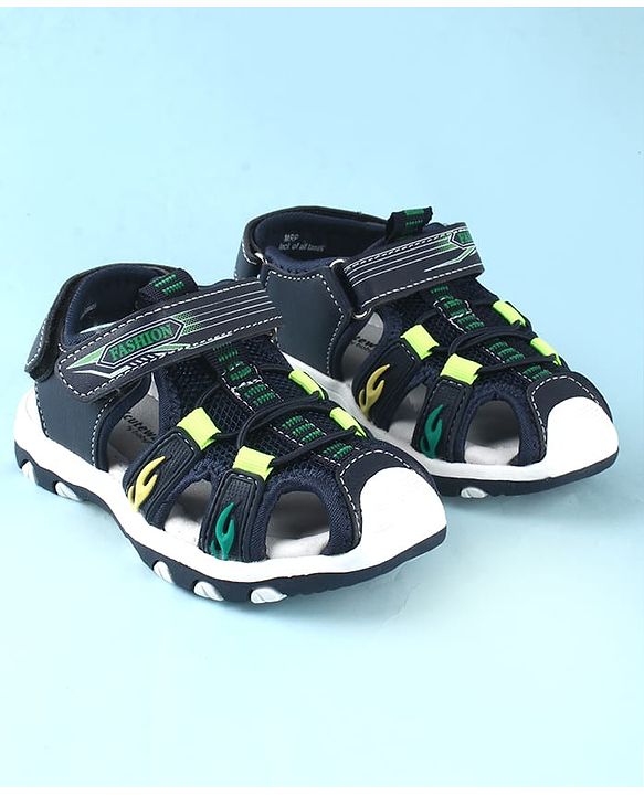 Cute Walk by Babyhug Sandals With Velcro Closure & Text Print - Navy Blue