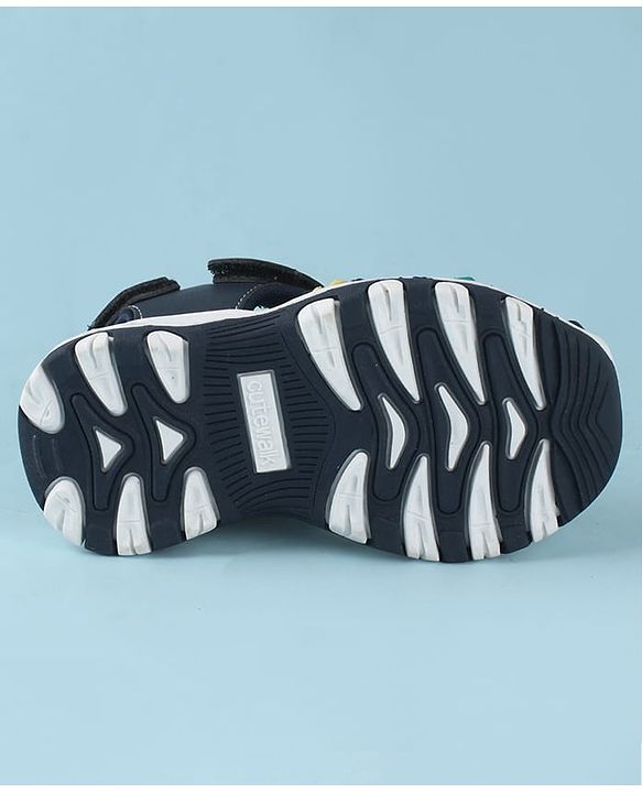 Cute Walk by Babyhug Sandals With Velcro Closure & Text Print - Navy Blue