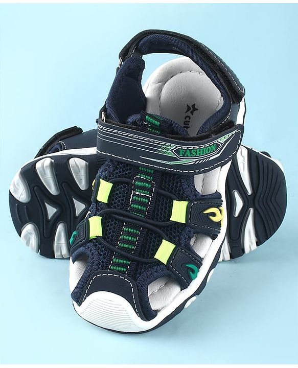 Cute Walk by Babyhug Sandals With Velcro Closure & Text Print - Navy Blue