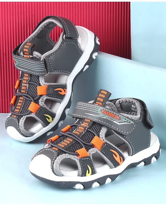 Cute Walk by Babyhug Sandals With Velcro Closure & Text Print - Navy Blue