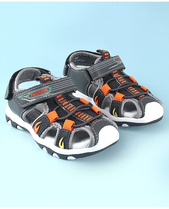Cute Walk by Babyhug Sandals With Velcro Closure & Text Print - Navy Blue