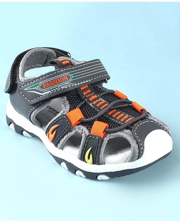 Cute Walk by Babyhug Sandals With Velcro Closure & Text Print - Navy Blue