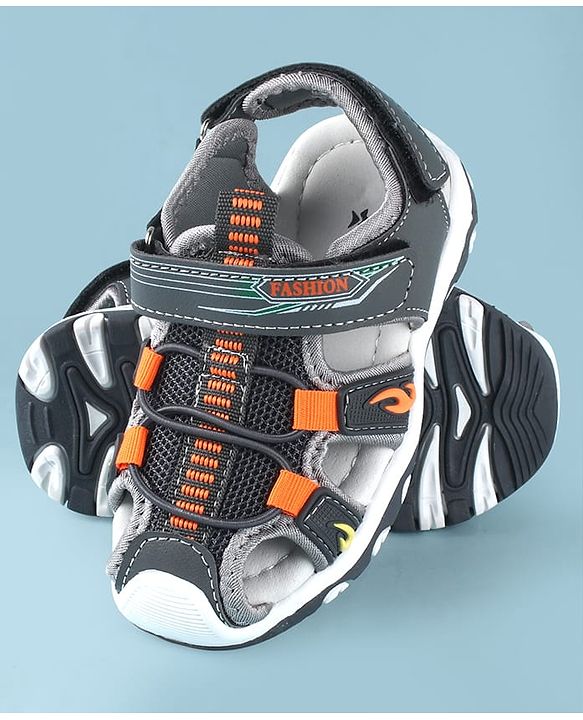 Cute Walk by Babyhug Sandals With Velcro Closure & Text Print - Navy Blue