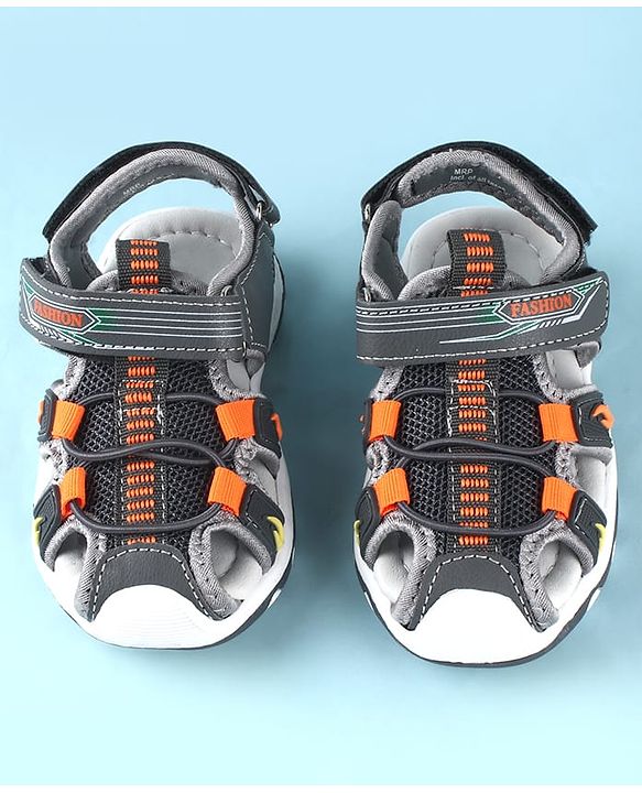Cute Walk by Babyhug Sandals With Velcro Closure & Text Print - Navy Blue