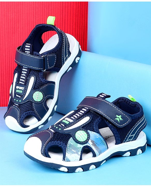 Cute Walk by Babyhug Velcro Closure Solid Sandals - Blue