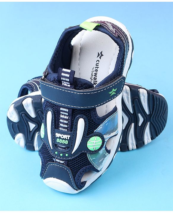 Cute Walk by Babyhug Velcro Closure Solid Sandals - Blue