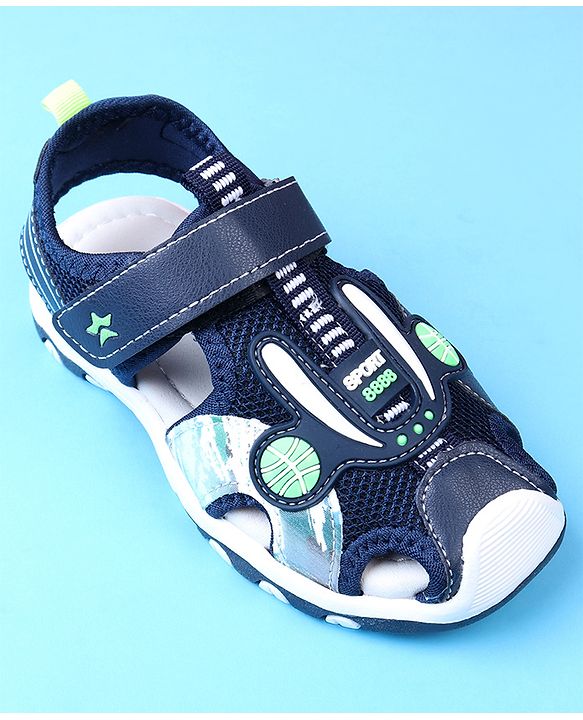Cute Walk by Babyhug Velcro Closure Solid Sandals - Blue
