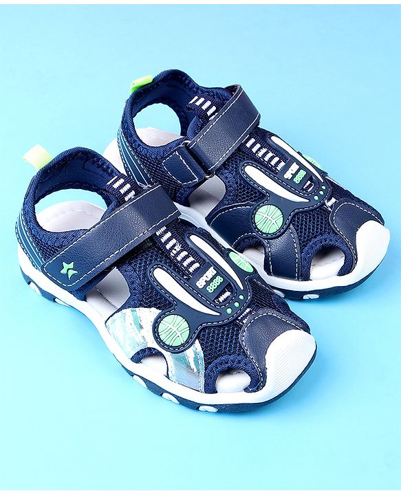 Cute Walk by Babyhug Velcro Closure Solid Sandals - Blue
