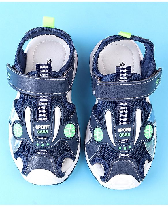 Cute Walk by Babyhug Velcro Closure Solid Sandals - Blue