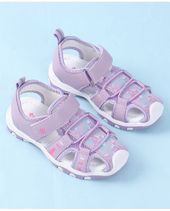 Cute Walk by Babyhug Velcro Closure Sandals with Floral Print - Purple