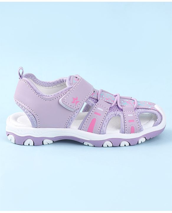 Cute Walk by Babyhug Velcro Closure Sandals with Floral Print - Purple