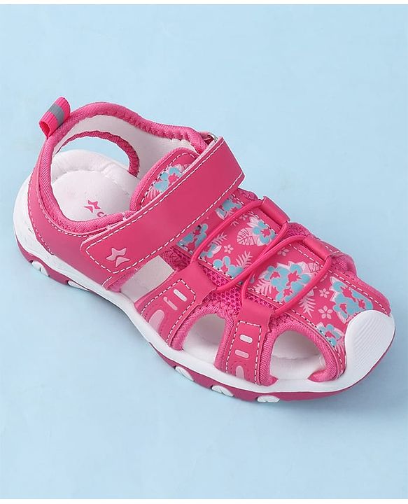 Cute Walk by Babyhug Velcro Closure Sandals with Floral Print - Purple