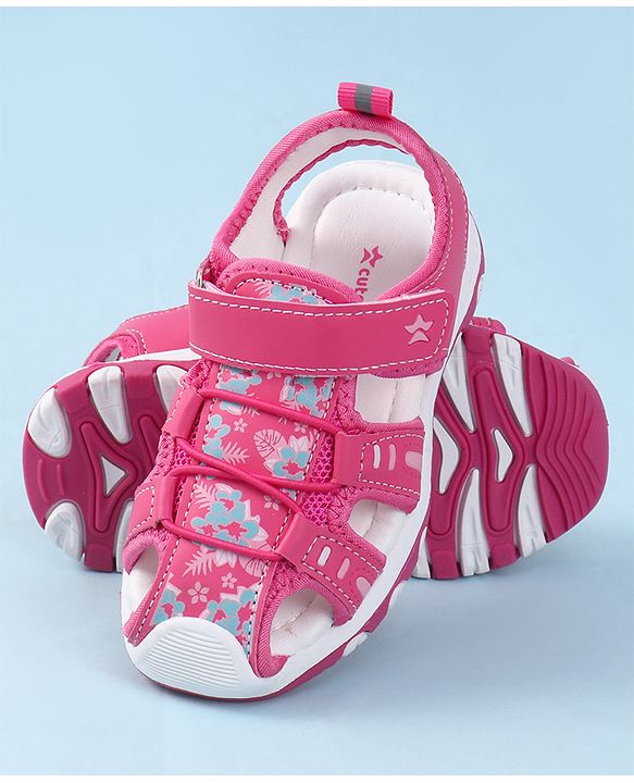 Cute Walk by Babyhug Velcro Closure Sandals with Floral Print - Purple