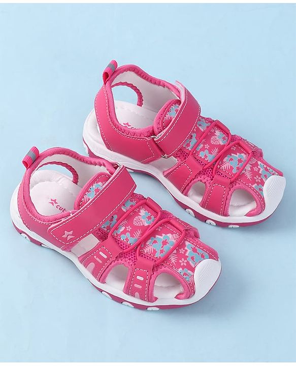 Cute Walk by Babyhug Velcro Closure Sandals with Floral Print - Purple