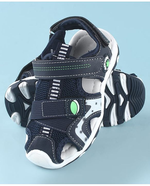 Cute Walk by Babyhug Solid Color Sandals With Velcro Closure - Navy Blue