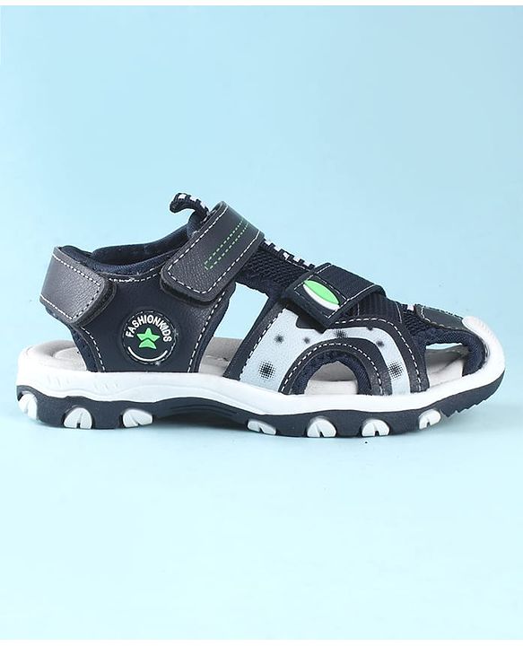 Cute Walk by Babyhug Solid Color Sandals With Velcro Closure - Navy Blue