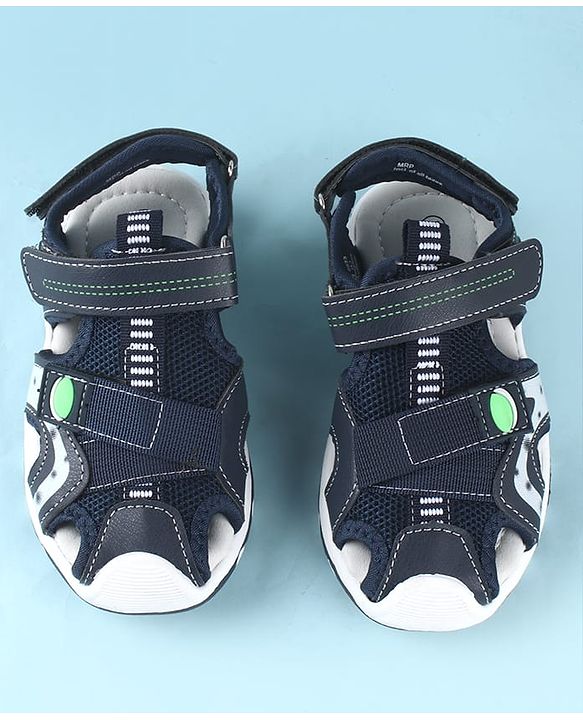 Cute Walk by Babyhug Solid Color Sandals With Velcro Closure - Navy Blue