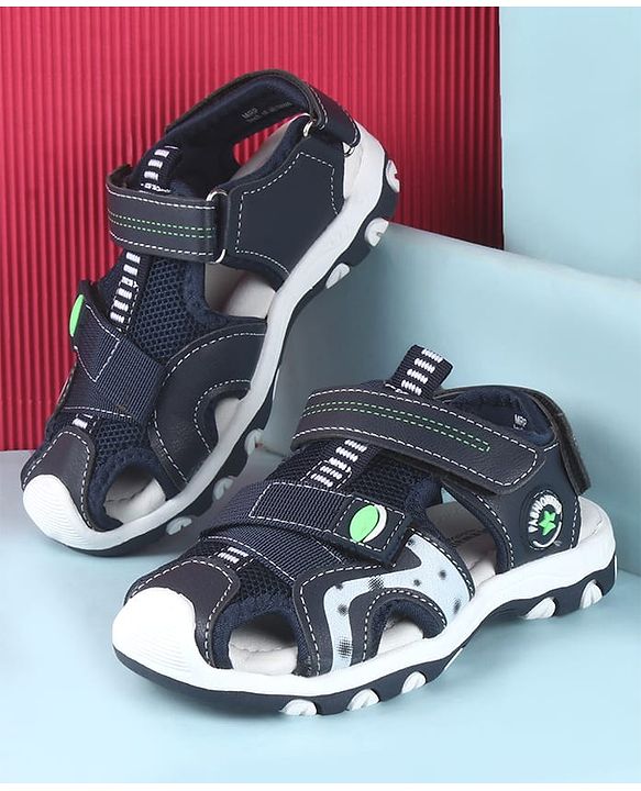 Cute Walk by Babyhug Solid Color Sandals With Velcro Closure - Navy Blue