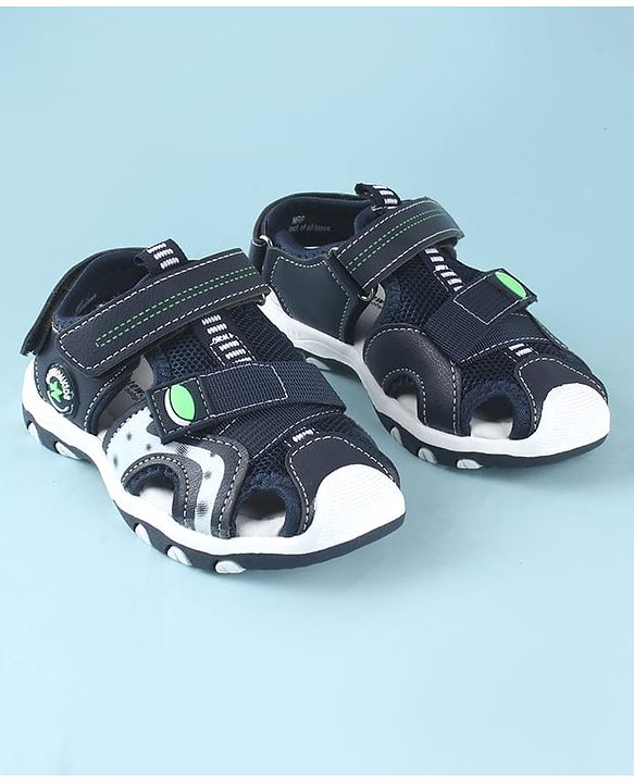 Cute Walk by Babyhug Solid Color Sandals With Velcro Closure - Navy Blue