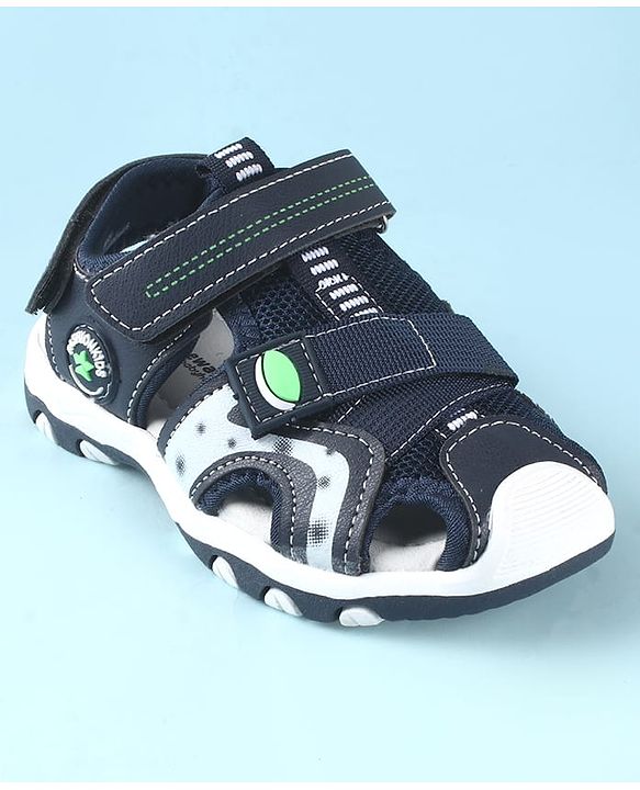 Cute Walk by Babyhug Solid Color Sandals With Velcro Closure - Navy Blue