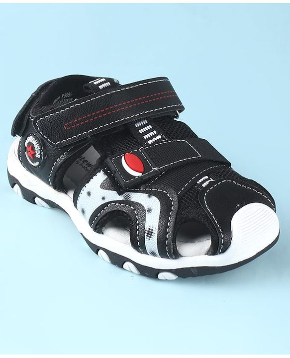 Cute Walk by Babyhug Solid Color Sandals With Velcro Closure - Navy Blue