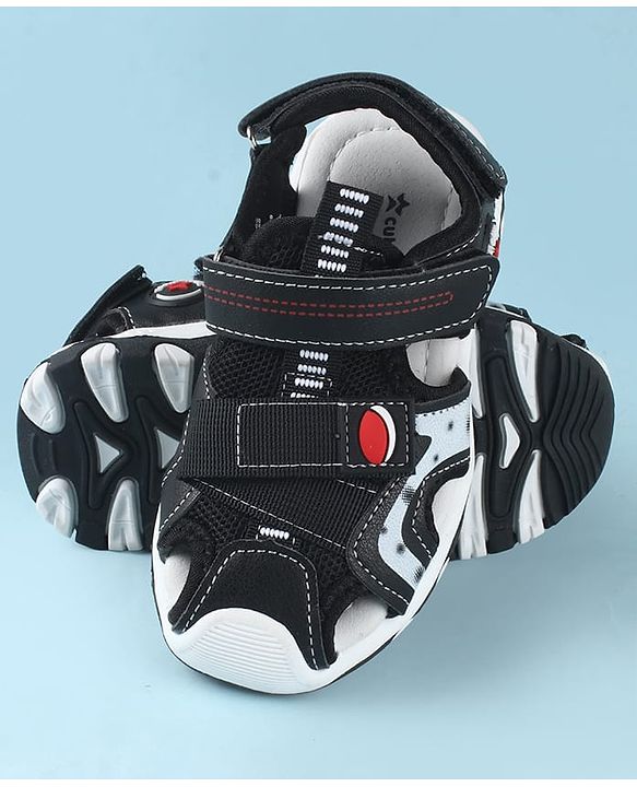Cute Walk by Babyhug Solid Color Sandals With Velcro Closure - Navy Blue