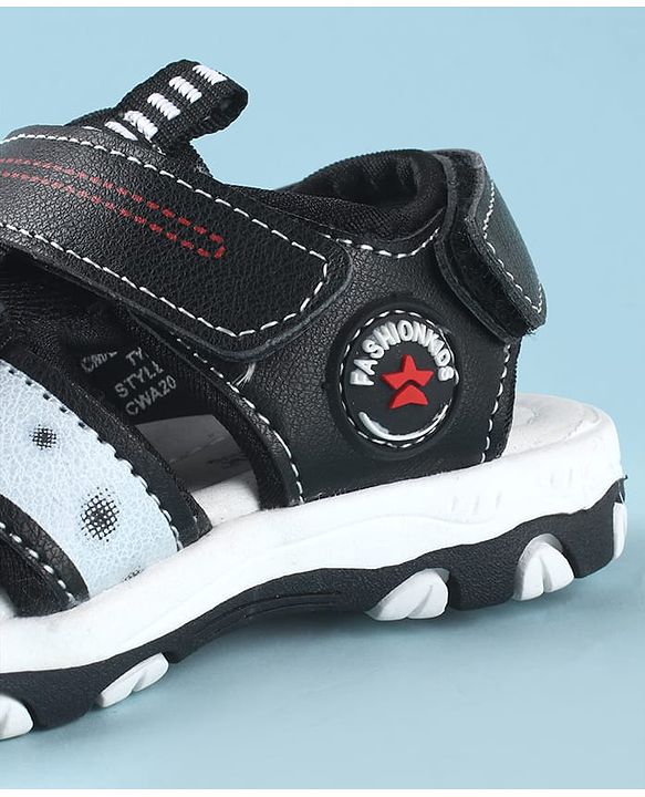 Cute Walk by Babyhug Solid Color Sandals With Velcro Closure - Navy Blue