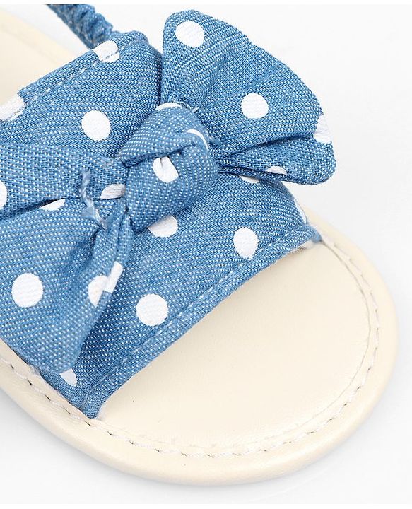 Cute Walk by Babyhug Booties With Polka Dot Print & Back Strap- Blue